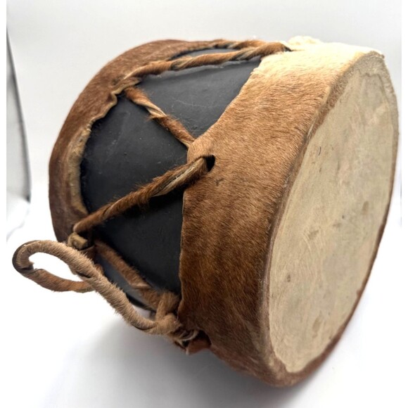 Vintage 2 Sided Native American Indian Rawhide Stretched Drum 12” X 10” Handmade - Picture 5 of 11